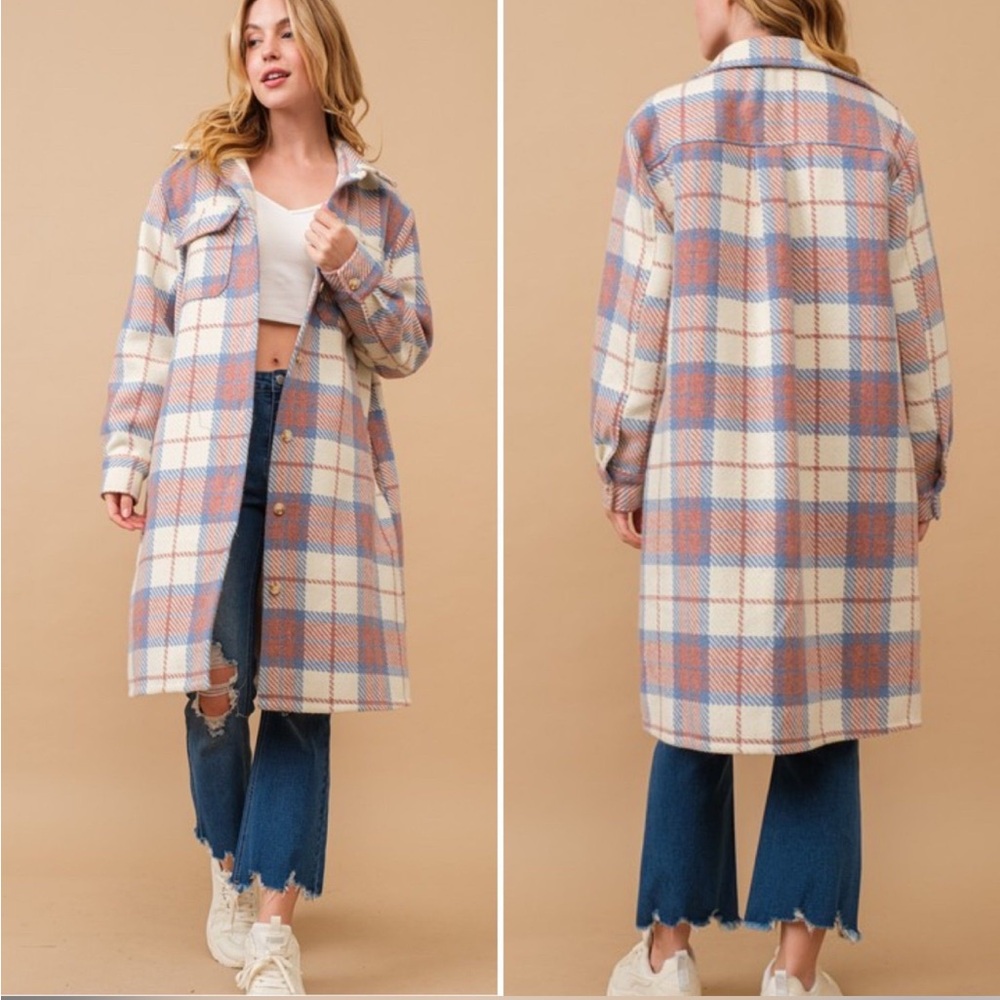 Plaid Duster Shacket - Boutique Brand
